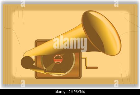 Antique Record Player Cartoon Frame Stock Vector