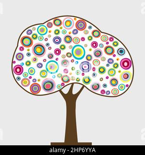 Abstract colorful tree with circles and dots Stock Vector