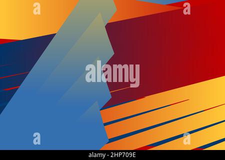 Minimal cover graphic, copy space design. Bright red blue yellow gradient color. Abstract retro texture geometric lines pattern. Striped shape trendy background. Artistic simple template vector banner Stock Vector