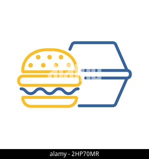 Burger with closed cardboard box vector icon Stock Vector