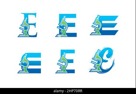 Medical Laboratory Monogram Logo Letter E Stock Vector