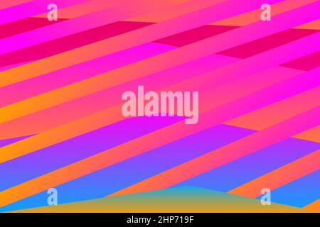 Minimal cover graphic, copy space design. Neon pink blue retro gradient colors. Abstract texture geometric lines pattern. Striped fluid trendy background. Artistic simple modern template vector banner Stock Vector