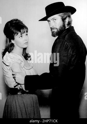 Photo of Anne Helm and John Drew Barrymore from their guest appearances on Gunsmoke ca. 1964 Stock Photo