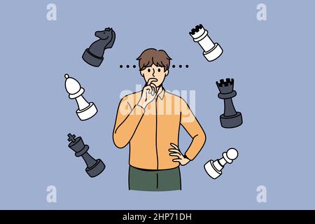 Thinking of strategy and chess concept. Stock Vector