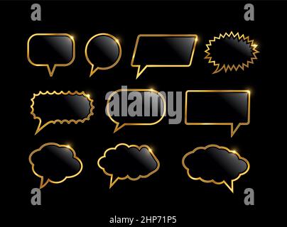 Golden Bubble Chat Icon Stock Vector
