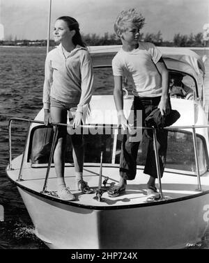 Publicity photo of child actors Luke Halpin and Connie Scott promoting the 1963 feature film Flipper Stock Photo