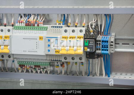 Automatic input of a reserve, PLC. Close-up, selective focus. Stock Photo