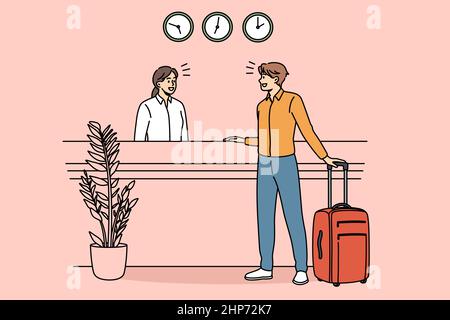 Checking in and reception concept. Stock Vector