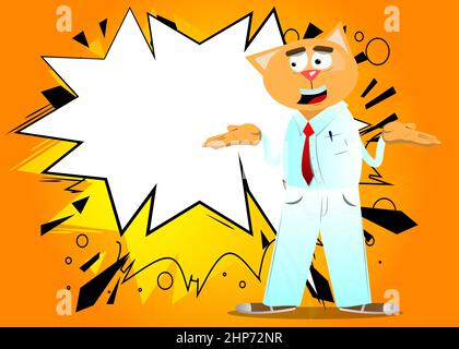 Cat shrugs shoulders expressing don't know gesture. Stock Vector
