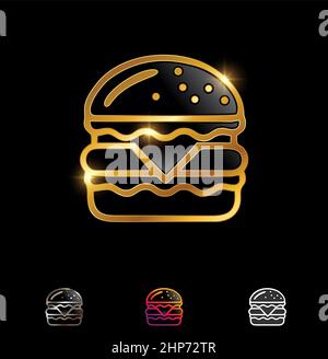 Golden Isolated Burger Icon Stock Vector