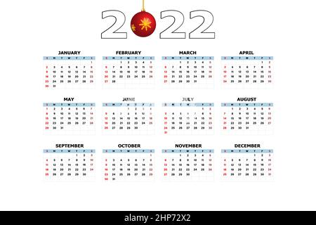 Calendar 2022 template Stock Vector