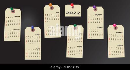 Calendar year 2022 Stock Vector
