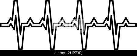 Pulse graph Heart beat Cardiogram rhythm graphic ecg Echocardiogram contour outline icon black color vector illustration flat style image Stock Vector