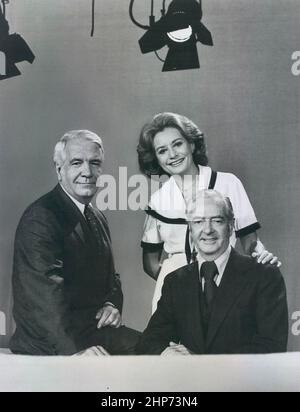 ABC News Anchors Harry Reasoner, Barbara Walters and Howard Smith in a Press Photograph for the ABC Television news coverage of the 1976 Presidental elections Stock Photo