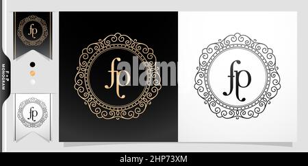 FP monogram Circle Frame ornament Stock Vector