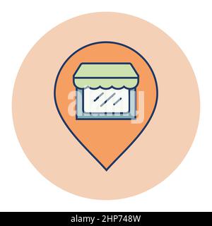 Supermarket store front pin map icon Stock Vector