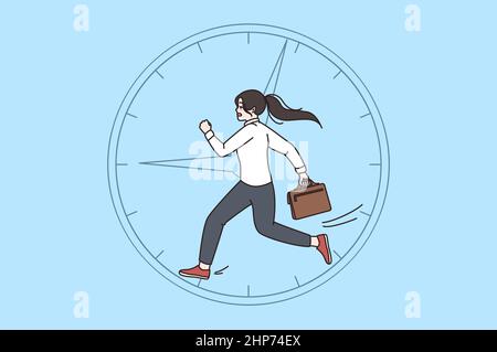 Overwork exhaustion and endless run concept. Stock Vector