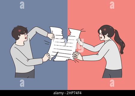 Divorce and sharing property concept. Stock Vector