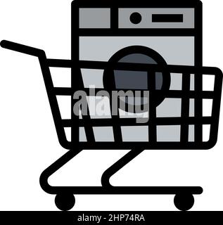 Shopping Cart With Washing Machine Icon Stock Vector