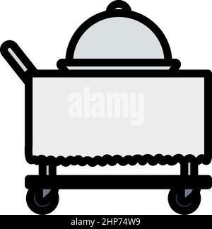 Icon Of Restaurant Cloche On Delivering Cart Stock Vector