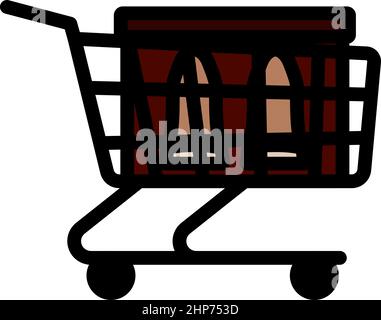 Shopping Cart With Shoes In Box Icon Stock Vector