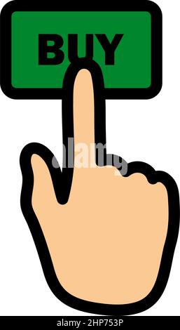 Finger Push The Buy Button Icon Stock Vector