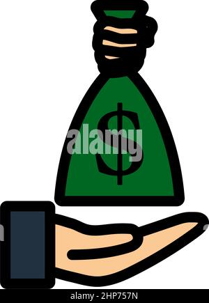 Hand Holding The Money Bag Icon Stock Vector