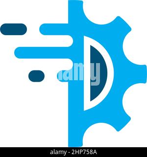 Gear  d letter concept vector icon illustration design Stock Vector