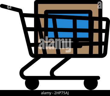 Shopping Cart With PC Icon Stock Vector