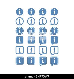Information, Info icon sign. Set of eight multi-colored round buttons