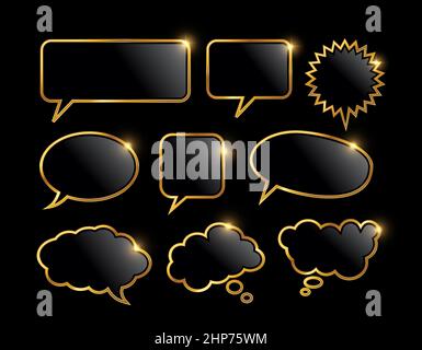 Golden Bubble Chat Icon Stock Vector