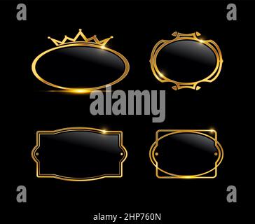 Golden Frame Gold Glowing Icon Stock Vector