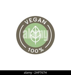 Vegan food and products vector label icon set Stock Vector