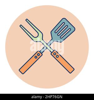 Big fork and spatula vector icon Stock Vector