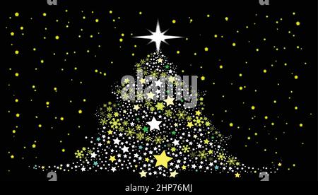 Bright Star Spangled Christmas Tree Stock Vector