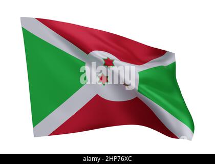 3d illustration flag of Burundi. Burundian high resolution flag isolated against white background. 3d rendering Stock Photo