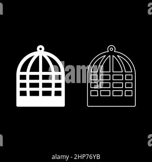 Cage for bird silhouette vintage captivity concept icon white color vector illustration flat style image set Stock Vector