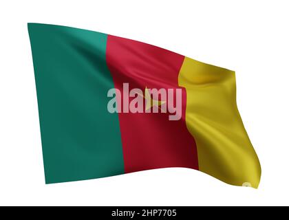 3d illustration flag of Cameroon. Cameroun high resolution flag isolated against white background. 3d rendering Stock Photo