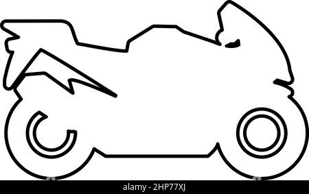 Motorbike silhouette motorcycle sport bike contour outline icon black color vector illustration flat style image Stock Vector