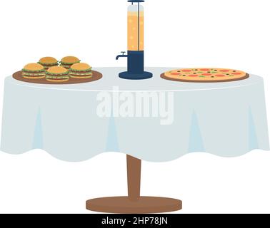 Table served for bachelor party semi flat color vector object Stock Vector