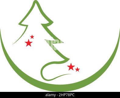 Christmas Tree icon flat design template Stock Vector
