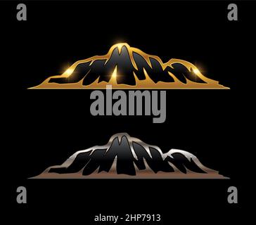 Golden and Silver Mountain Icon Sign Stock Vector
