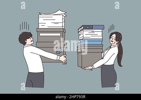 Heaps of documents in office concept Stock Vector