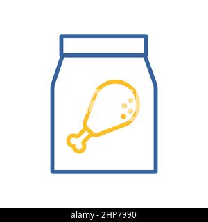 Paper bag with food vector icon. Leg chicken sign Stock Vector