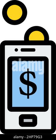 Golden Coins Fall In Smartphone Icon Stock Vector