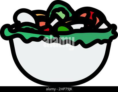 Icon Of Salad In Plate Stock Vector