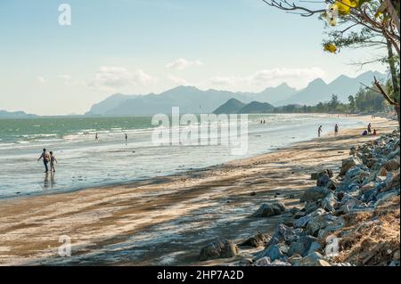 Beach south of Hua Hin and Khao Kalok in Prachuap Khiri Khan Province of Thailand. Thailand is a popular travel destination Stock Photo