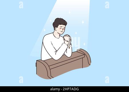 Religion and spiritual pray concept. Stock Vector