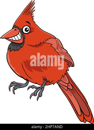 northern red cardinal bird animal character cartoon illustration Stock Vector