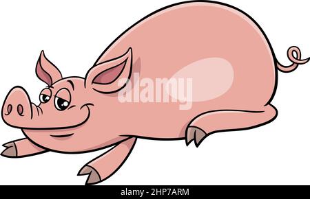 cartoon pig funny farm animal character Stock Vector